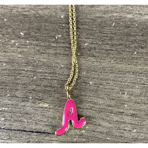 Baublebar 18K Gold Enamel Initial Necklace "A" Pendant Charm Adjustable - Picture 3 of 10